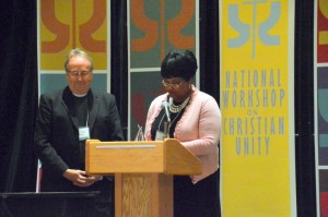 The Rev. Lisa Lewis-Balboa received the Jeffrey Gros Award for Ecumenical Excellence, on behalf of the family of the late Bishop Thomas L. Hoyt Jr., Senior Bishop of the African Methodist Episcopal Church. Lisa is a leader in the African Methodist Episcopal Church and a member of the National Planning Committee of the NWCU.